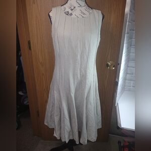 3/4 Calvin Klein Cream/Lt Gray Midi Dress